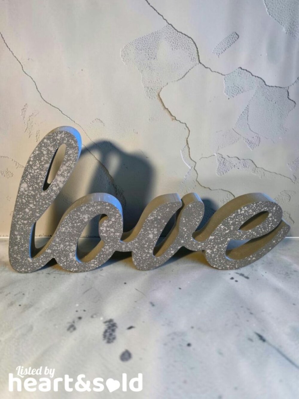 Gray Speckled Love Wood Sign